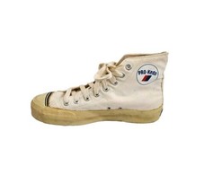 Vintage 1970s Pro Keds Beige White High Tops Sneakers Canvas Men Size 5.5  - $217.80