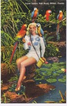 Florida Postcard Miami Parrot Jungle Young Lady With Parrots - £2.33 GBP