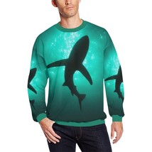 Shark Silhouette Men&#39;s All Over Print Fuzzy Sweatshirt - £33.06 GBP