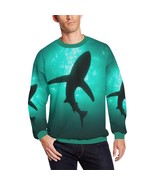 Shark Silhouette Men&#39;s All Over Print Fuzzy Sweatshirt - $59.76 CAD