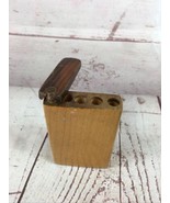 3.5” Vintage Wood Cigarette Case Wooden Spin Open Top Box Flaws - $20.15 CAD