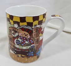 Christmas Holiday Country Patchwork Teddy Bear 8 oz Coffee Mug Cup - £1.56 GBP
