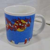 Christmas Santa In Flight Reindeer Sleigh 8 oz Coffee Mug Cup - £1.58 GBP