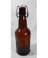 CZ Cop Brown Bottle with Wire Cap Attached Wheat Floral Pattern - £3.17 GBP