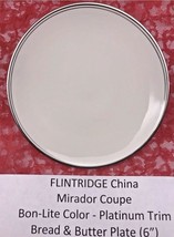 FLINTRIDGE China Bon Lite Mirador Coupe Ivory Platinum Trim BREAD &amp; BUTT... - $6.65