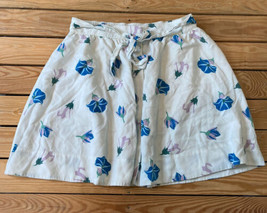loft outlet women’s Flowy floral tie front skirt size L white blue RTR1 - £12.81 GBP