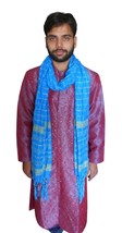 Men Stole Indian Handmade Wedding Churidar Groom Silk Dupatta  - £26.37 GBP