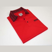 Men Sports Shirt DE-NIKO Short Sleeves Cotton Fashion Polo Shirt DBK109 Red image 2