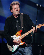 Eric Clapton 8x10 press photo in black jacket playing guitar on stage 1990&#39;s - £9.57 GBP