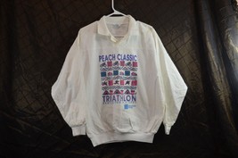 Peach Classic Triathlon Penticton BC 1991 M White Long Sleeve Shirt Wilson Vtg - £19.02 GBP