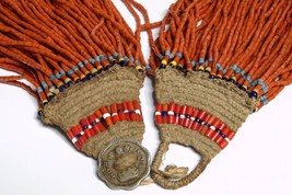 1960&#39;s Tribal India Coral and Hemp Beaded Multistrand Necklace with 1963... - $490.05