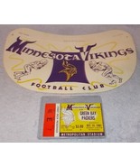 Minnesota Vikings Football Head Visor &amp; Ticket Stub Vs Green Bay Packers... - $3,637.92 MXN