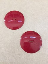 Pair Vintage Mid Century Round Bright Cherry Red Plastic Two Hole Button... - $13.99