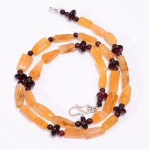 Natural Yellow Aventurine Garnet Gemstone Beads Necklace 3-16 mm 18&quot; UB-8089 - £8.56 GBP