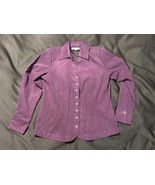 Dressbarn Purple Faux Suede Button Down Blouse Women’s Size S Long Sleeve - $20.97 CAD