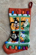 Vtg Disney Felt Christmas Stocking Mickey Donald Duck Goofy 3D Intricate Large - £88.53 GBP