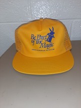 Vintage Trucker Hat &#39;Be Part of the Magic&#39; 1989 Yellow Mesh Back Snapback - $24.99