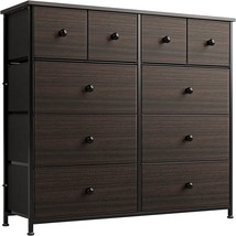 Reahome 10 Drawer Dresser For Bedroom Faux Leather Chest Of, Rustic Brown - £91.02 GBP