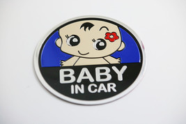 Car Metal Sticker Baby In Car Bumper Stickers Car With Baby Bottle Fun Cute Baby - £11.98 GBP