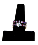 10K Black Gold Engagement/Wedding Ring SZ 8 cz Diamonds and Rubys - £131.56 GBP