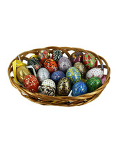 Wooden Easter Eggs Ornaments Multicolored  Intricate Designs 6 Pieces Set  - £47.40 GBP