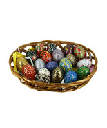 Wooden Easter Eggs Ornaments Multicolored  Intricate Designs 6 Pieces Set  - £47.96 GBP