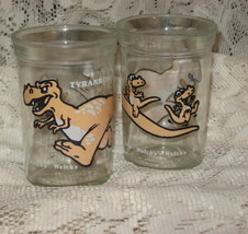 Welch&#39;s Jelly Jar Glass- Tyrannosaurus Rex -Set of 2 -1988 - £9.37 GBP