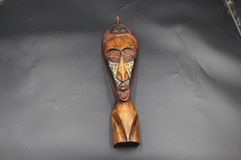 Wood Mask From Ghana 16&quot; Wall Hanging and free standing - £54.49 GBP