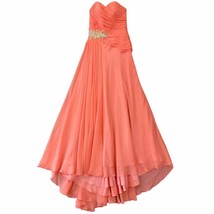 MacDuggal Women Dress Size 8 Orange Coral Maxi Sultry Strapless Gown Seq... - $80.10
