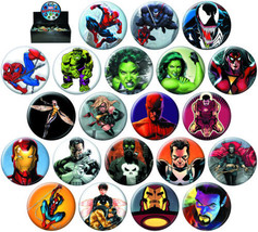 Marvels Heroes &amp; Villains Comic Button Assortment of 108 Ata-Boy YOU PIC... - $1.50