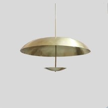 2 light Brass reverse Dome Pendant Handmade Modern Large disk Home ceiling light - £340.46 GBP