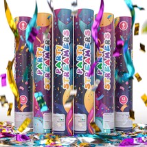 6 Pack No Mess Streamer Confetti Cannon Confetti Poppers | Shiny Multico... - £39.95 GBP