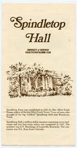 Spindletop Hall Brochure University of Kentucky Faculty Staff Alumni Club - £8.08 GBP