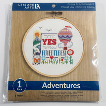 COUNTED CROSS STITCH PATTERN DIY PROJECT ADVENTURES 7&quot; WOODEN ROUND CIRCLE - $12.19 CAD