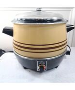 Westbend Lazy Day Slow Cooker #5225 crock pot tan brown stripes Made In USA - $673.31 MXN