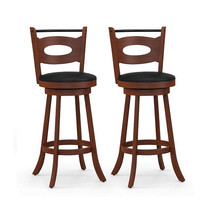 2 Pieces 24/29 inch Swivel Bar Stools with Curved Backrest and Seat Cushions-29 - £158.53 GBP