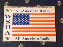 WSBA 910 All American Radio in York Sticker or Small Bumper Sticker - $5.00