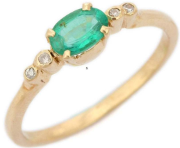 14K Yellow Gold Emerald Ring - £263.07 GBP