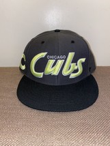 Chicago Cubs Forty Seven 47 Brand Snapback Hat Gray Neon yellow/Green Letters - £17.30 GBP