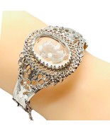 VINTAGE WHITING &amp; DAVIS REVERSE CARVED GLASS CAMEO HINGED BANGLE BRACELE... - €71,64 EUR