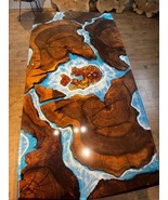 HANDI STONE Epoxy Square Table (Top and Base Both) Natural Wood Table, W... - $575.00
