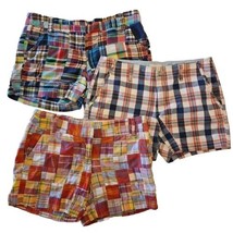 Levis J Crew Madras Plaid Shorts Lot 3pc Womens 8 Cotton Patchwork Multi... - $38.20
