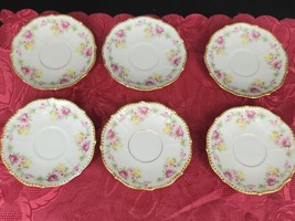 Antique 1896-1920 Mark Elite Works Limoges France Higgins And Seiter Saucers 6pc - £65.37 GBP