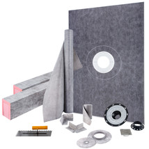 VEVOR Waterproofing Shower Curb Kit Shower Kit Tray 38"x60" w/Central Drain PVC - £230.47 GBP