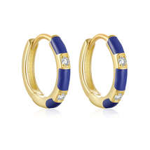 Colorful Dopamine Enamel CZ Diamonds French Hoop &amp; Huggie Earrings - $39.90