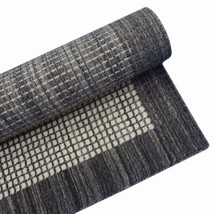 Horizon Grids Greyish Charcoal 100% Wool 4x6ft Handmade Living Room Handloom Rug - £281.46 GBP
