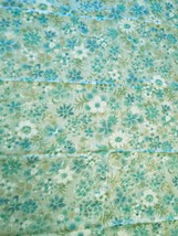 VIP Cranston Print Works Vtg  Aqua Mod Floral 1960s Unused 66&quot;x45&quot; Cotton - $28.71