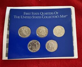 Set Of 5 Carded First State Quarters Of The United States Collector's Ma... - $13.30