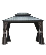 Upgraded 12&#39;x14&#39; Metal Hardtop Gazebo: Steel Roof, Curtains, Netting - $31,702.93 MXN