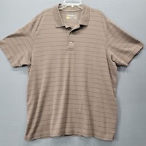 Eddie Bauer Men Shirt Size XL Brown Polo Preppy Stripe Classic Short Sleeve Top - £9.91 GBP